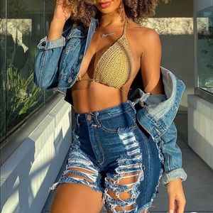 BRAND NWT Fashion Nova Distressed Jean Shorts